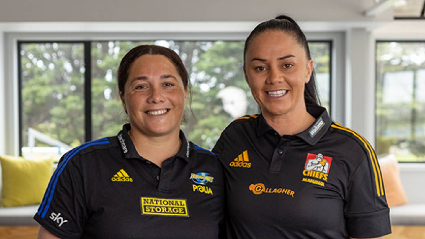Chiefs Manawa head coach Crystal Kaua and Hurricanes Poua head coach Victoria Grant. Photo / NZ Rugby
