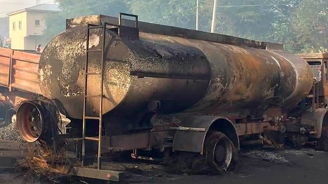 A tanker exploded after it was struck by a truck in Sierra Leone's capital Freetown. (Photo / AP)