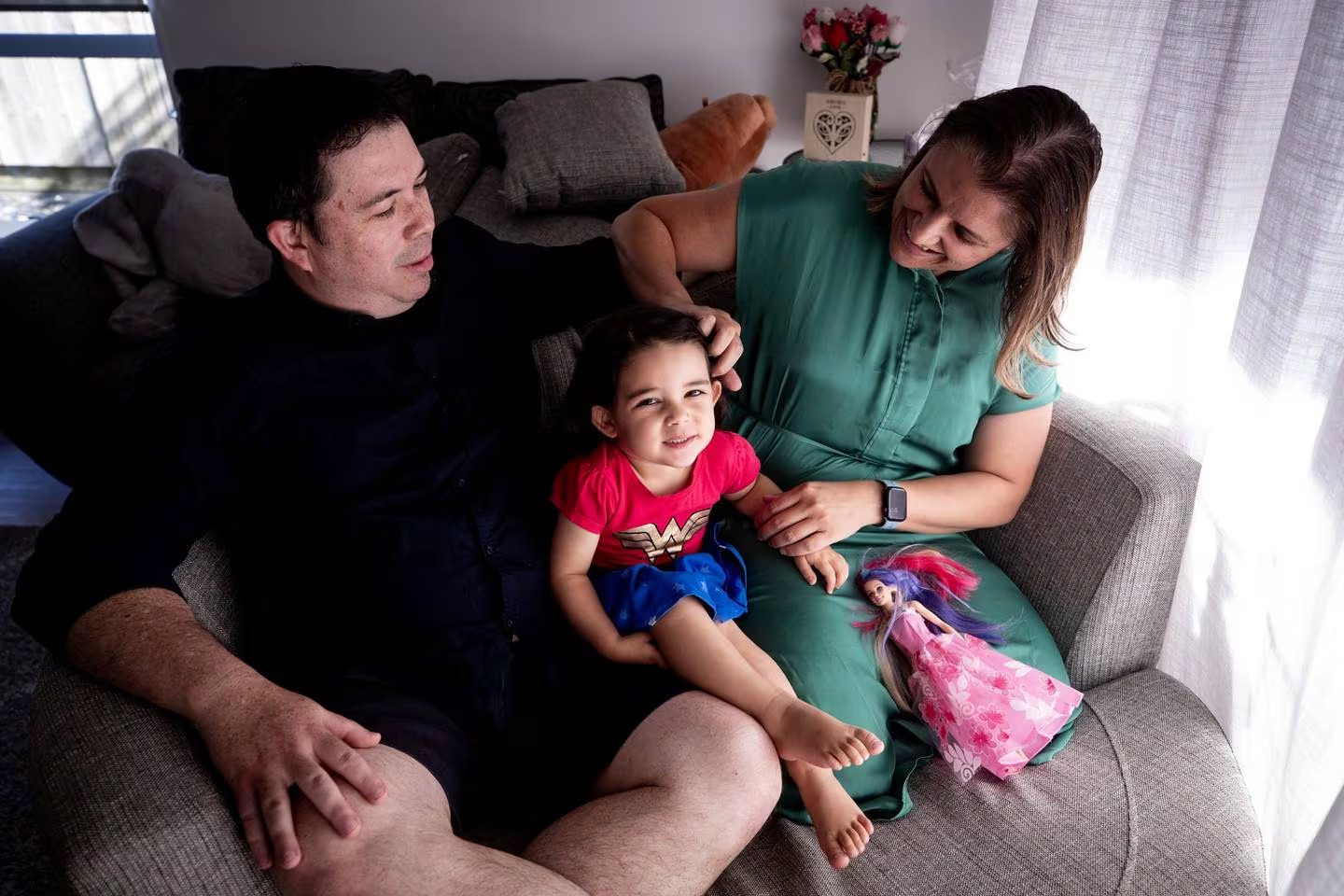 Eva, who turns 3 next month, has helped them get through after the death last August of their younger daughter Iris, 4 months, says Nicolas Zubok, pictured with wife Michele Roxo. Photo / Dean Purcell