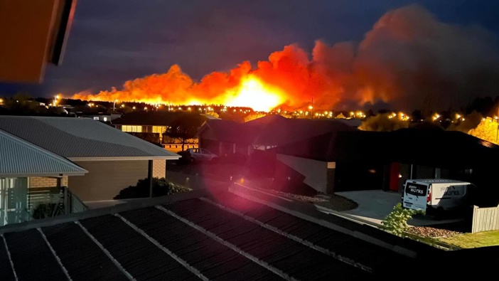 The fire was raging north of Christchurch. Photo / Facebook, Pegasus community group page