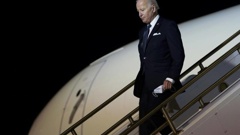 President Joe Biden walks down the steps of Air Force One. Photo / AP