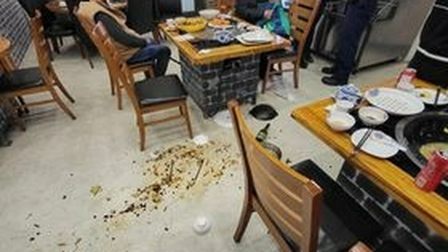 The aftermath at a restaurant in Auckland's Browns Bay, after a boy was struck with a wine bottle. Photo / Supplied