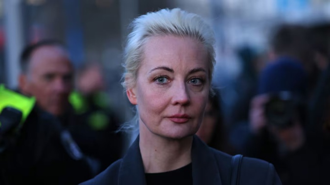 Yulia Navalnaya, widow of Alexei Navalny, faces arrest if she sets foot in Russia. Photo / Getty Images