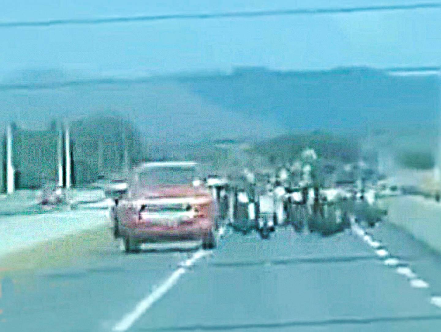 Witness footage has revealed Tribesmen gang members driving recklessly on the Waikato Expressway before a violent assault on a man. (Photo / Supplied)