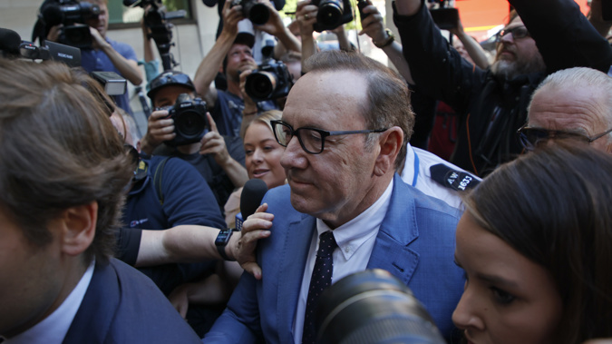 Actor Kevin Spacey arrives at the Westminster Magistrates court in London. Photo / AP