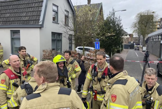 Heavily armed police have cordoned off part of a Dutch town. Photo / AP