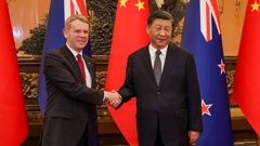 Prime Minister Chris Hipkins meets Premier Xi Jinping during his recent trip to China in June. Photo / One News