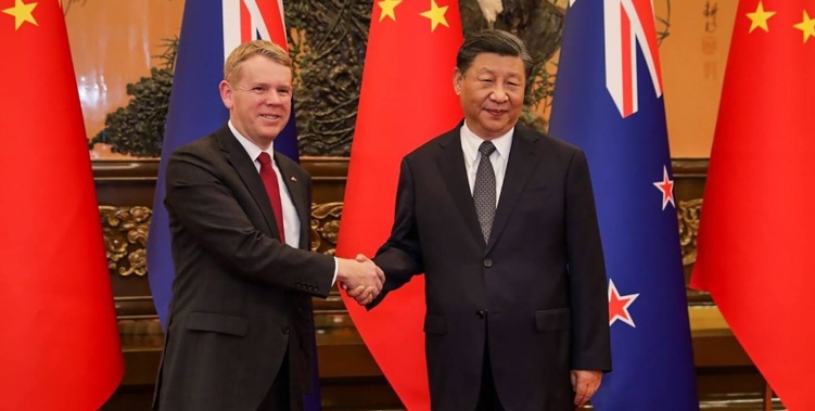 Prime Minister Chris Hipkins meets Premier Xi Jinping during his recent trip to China in June. Photo / One News