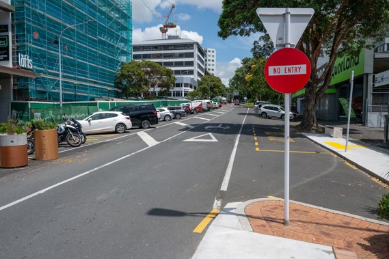 Harington St in Tauranga's city centre became one-way in March 2024. Photo / David Hall