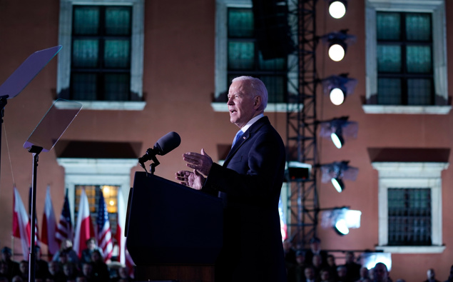 President Joe Biden delivers a speech about the Russian invasion of Ukraine, at the Royal Castle, Saturday, March 26, 2022, in Warsaw, Poland. (Photo / AP)
