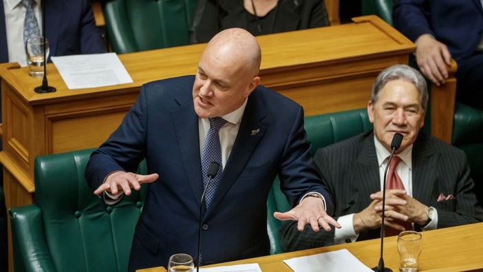 Prime Minister Christopher Luxon during his speech in the Address in Reply debate on Wednesday. Photo / Mark Mitchell
