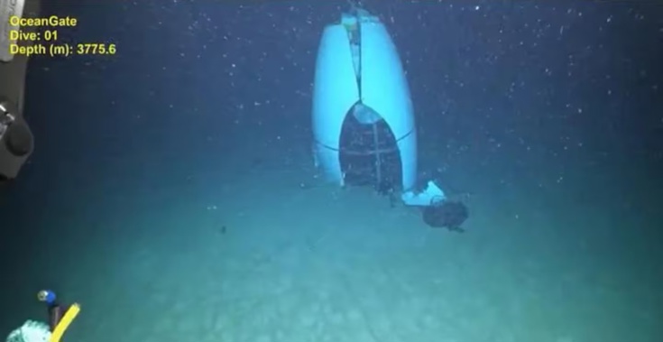The tail cone of the Titan on the sea floor. Photo / US Coast Guard