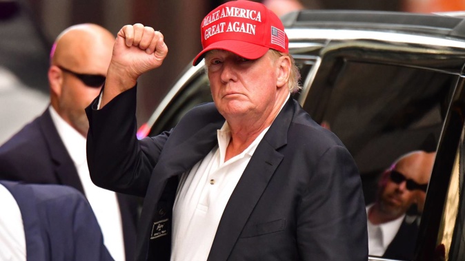 Former US president Donald Trump outside Trump Tower in New York City on August 15, 2021. (Photo / AP)