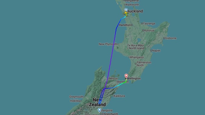 Air New Zealand flight ANZ531 from Auckland to Christchurch is just one of several flights that have been diverted to Wellington this morning. Photo / FlightRadar24
