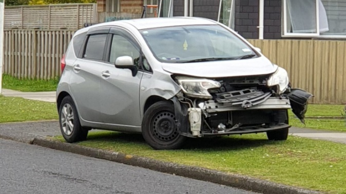 Papakura residents say they've been terrorised by teen car thieves, with this vehicle stolen and crashed this week. Photo / Supplied