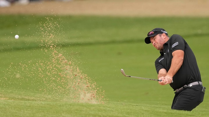 Ryan Fox hits from the bunker on the ninth hole during the final round of the PGA Championship. Photo / AP