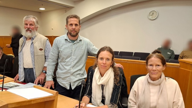 The Reid family – Jason, Dhruva, Bianca and Bhadra – spent two weeks defending 25 charges related to unconsented dwellings and buildings on their rural Katikati property. Photo / Hannah Bartlett