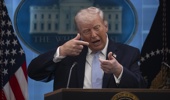 The United States President Donald Trump holds a Press Conference in the James S. Brady Press Briefing Room at the White House on April 6, 2026, in Washington DC, United States. (Photo by Celal Gunes/Anadolu via Getty Images)