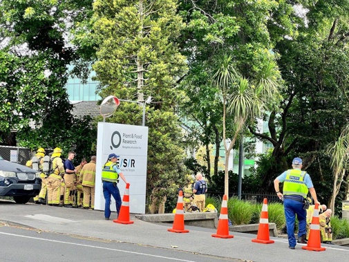 Police were earlier assisting FENZ with an incident on Mount Albert Rd at Plant and Food Research today. Photo / Nicholas Jones