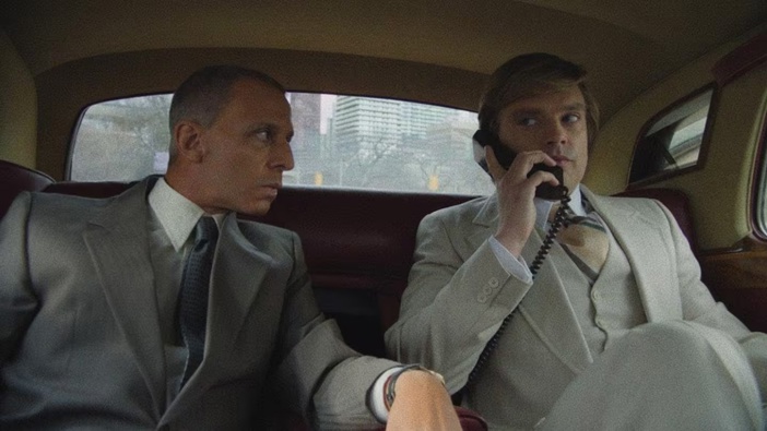 Jeremy Strong as the fixer Roy Cohn and Sebastian Stan as Donald Trump in The Apprentice, set to debut in US cinemas before the presidential election. Photo / Tailored Films