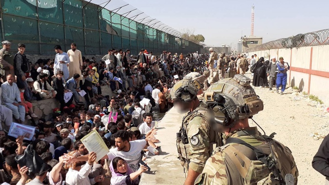 New Zealand Defence Force personnel at the Kabul International Airport in Afghanistan in August 2021 were faced with people desperate to get out after the fall of Kabul to the Taliban. Photo / NZDF