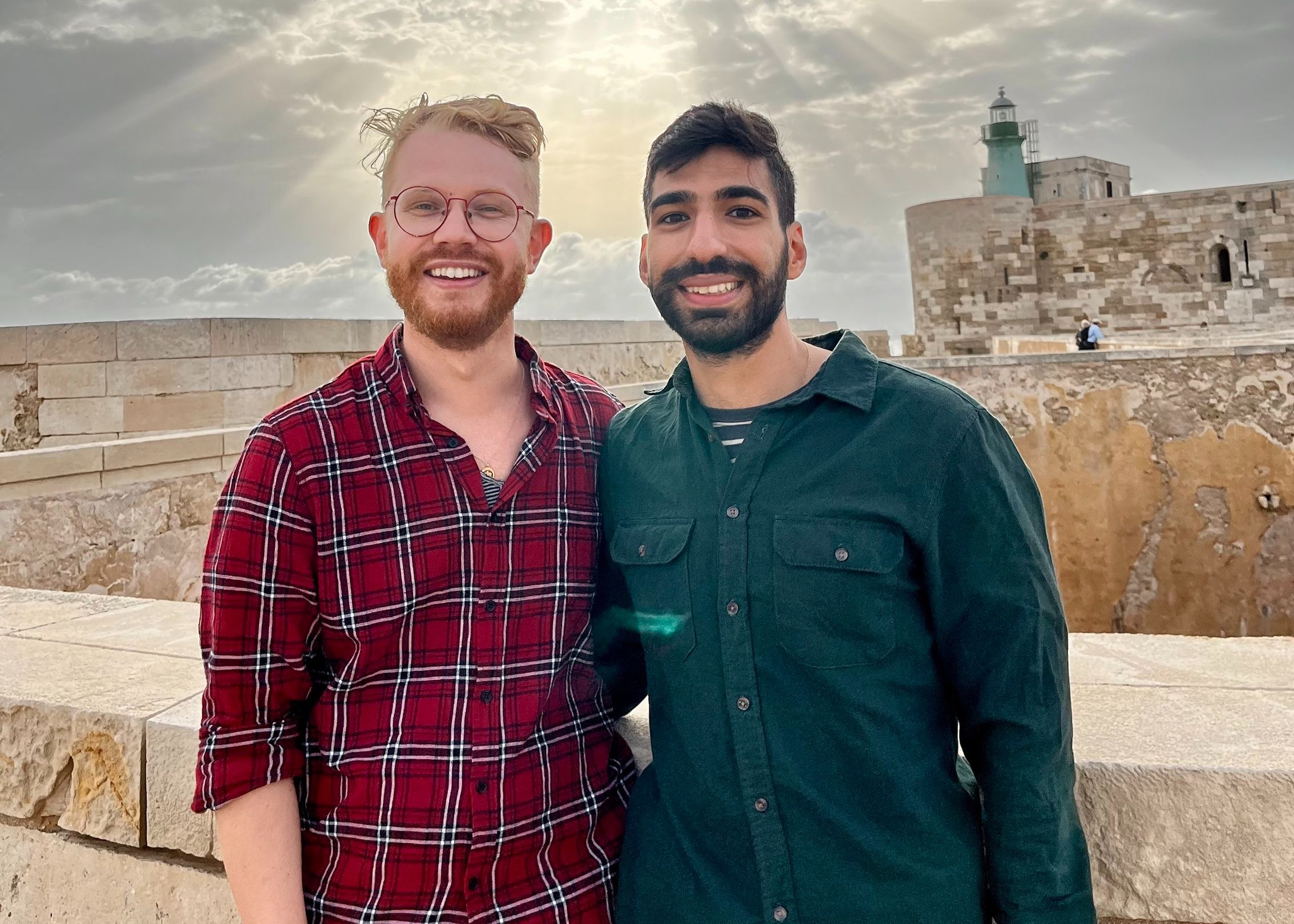 Jordan Grimmer (left) a New Zealander in Tel Aviv, Israel where he lives with his Israeli husband Yehonatan Tufik. Photo / Supplied