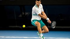 Novak Djokovic returns the ball during the semifinals of the 2021 Australian Open. (Photo / Photosport)