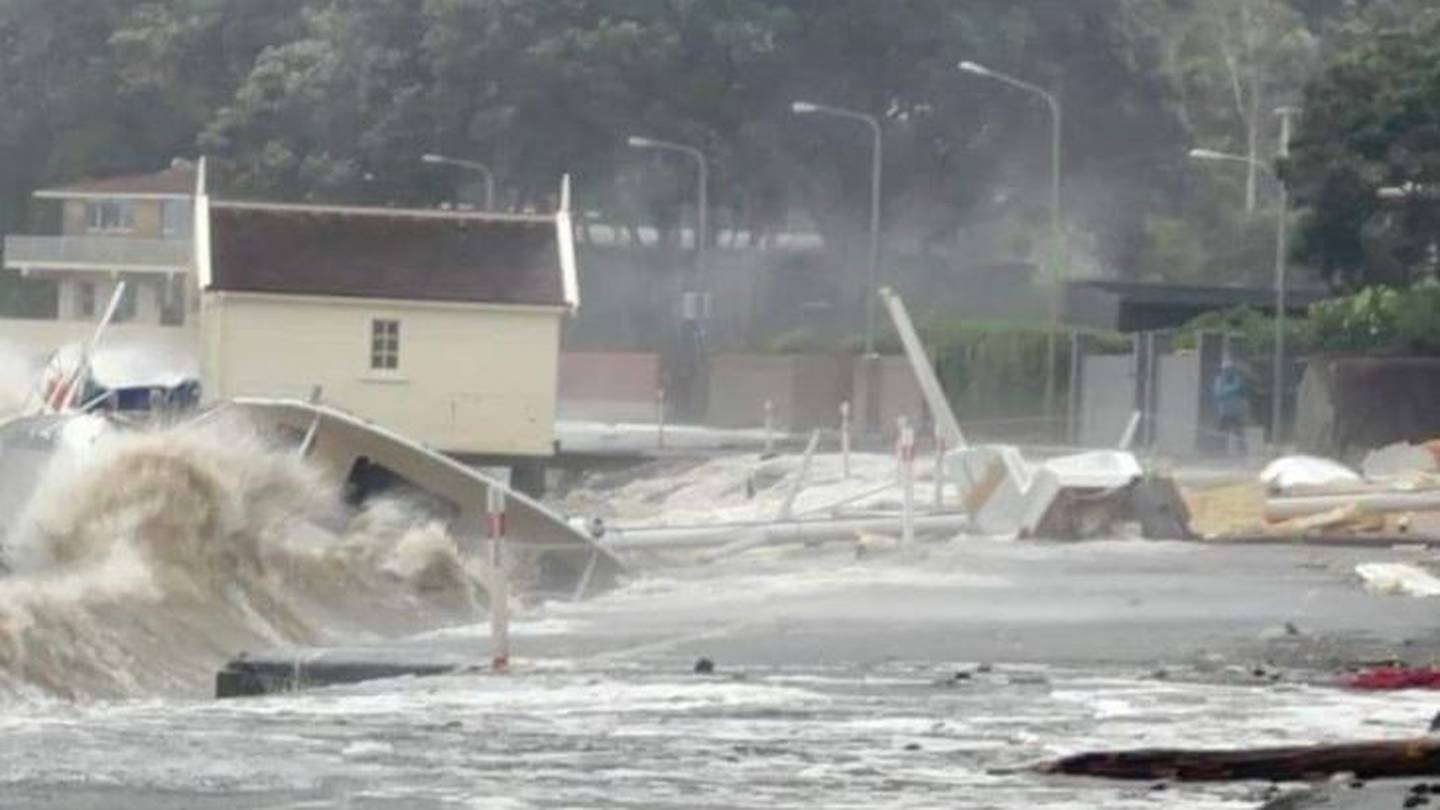 The boat is "in pieces" after a wild storm hit Wellington yesterday. (Photo / Supplied)