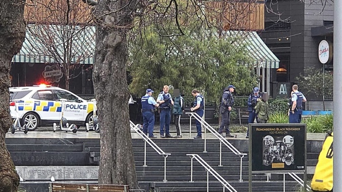 One man was taken into custody at today's nurses protest in Christchurch. Photo / Supplied