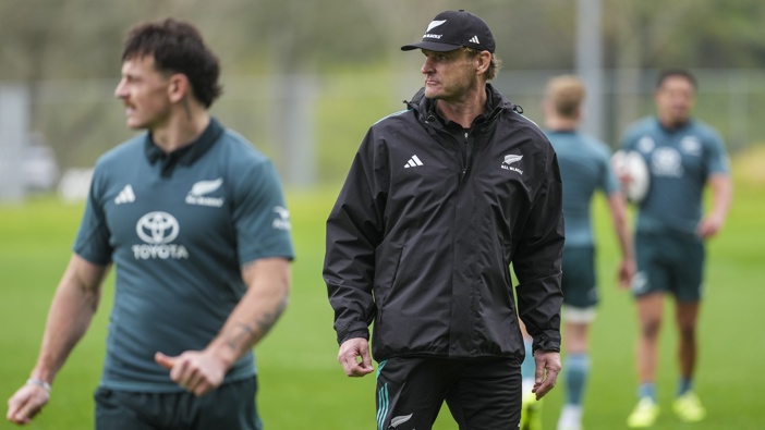 Scott Robertson, All Blacks training session, Auckland, New Zealand, Tuesday September 23 2025. (Photo by John Cowpland / action press)
