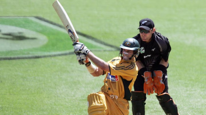 Mike Hussey batting for Australia against the Black Caps in the 2007 Chappell-Hadlee series. Photo / Photosport