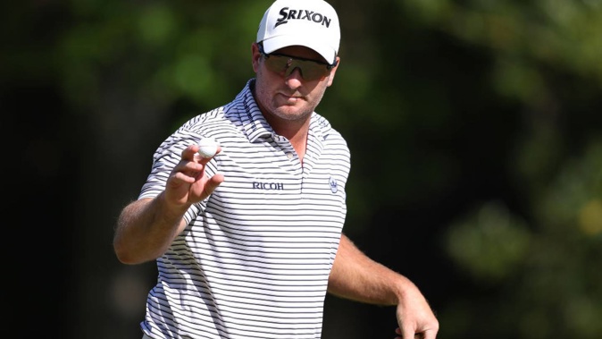 Ryan Fox acknowledges the crowd on 17th green during the third round of the Soudal Open at Rinkven International Golf Club in Antwerp, Belgium. Photo / Getty