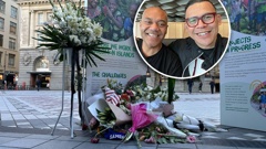 Floral tributes have been left for Efeso Collins after he collapsed and died during a Childfund charity event in Auckland yesterday. Inset, Collins and Dave Letele. Photo / Dave Letele, Edward Swift