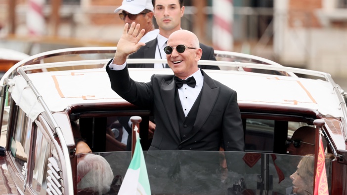Jeff Bezos sighting during the Jeff Bezos and Lauren Sanchez Wedding on June 27, 2025 in Venice, Italy. (Photo by Ernesto Ruscio/GC Images)