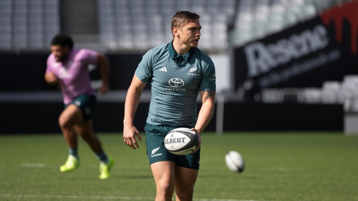 Cortez Ratima during the All Blacks training session at Eden Park, ahead of the test match against Australia on Saturday. Photo / Sylvie Whinray