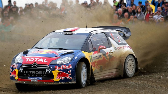 Sebastien Loeb (FRA) and co-driver Daniel Elena (MCO) compete in their Citroen DS3 WRC during Day Two of the Brother Rally New Zealand. Photo / File