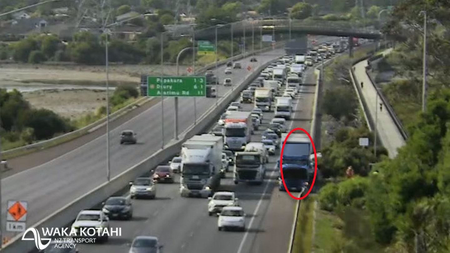 The crash scene on Auckland's Southern Motorway.