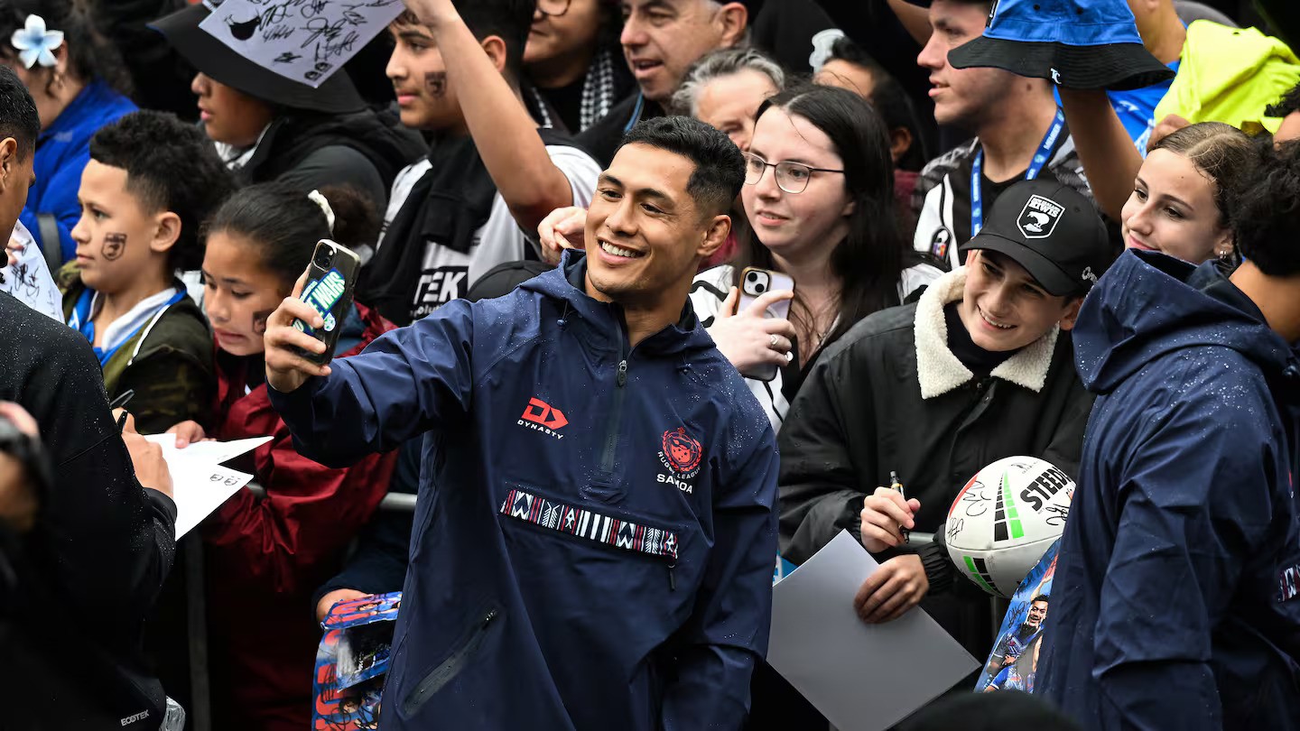 Toa Samoa’s Roger Tuivasa-Sheck at the Pacific Championships Rugby League Fan Day. Photo / Photosport