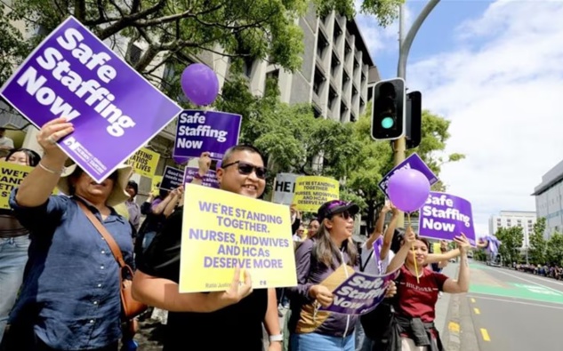 Auckland nurses took strike action in December over pay and staffing. Photo / Marika Khabazi, RNZ