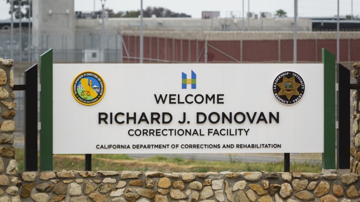 A welcome sign is displayed outside of the Richard J. Donovan Correctional Facility on May 3, 2025 in San Diego, California. Brothers Erik and Lyle Menendez are serving life sentences at the California state prison. (Photo by Kevin Carter/Getty Images)