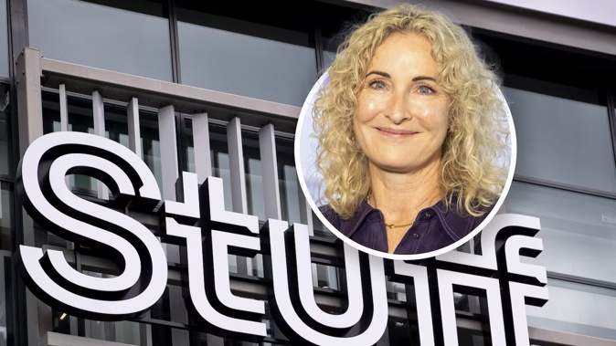 Stuff's Auckland newsroom and (inset) Stuff owner and chief executive Sinead Boucher.