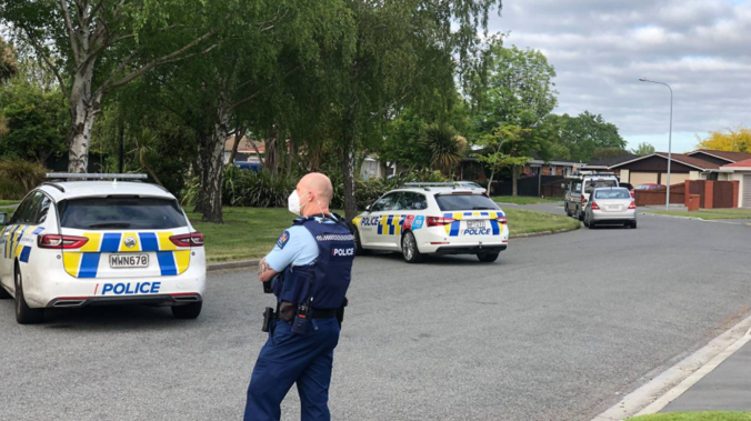 Police remained on the scene on Saturday morning. (Photo / Hamish Clark)