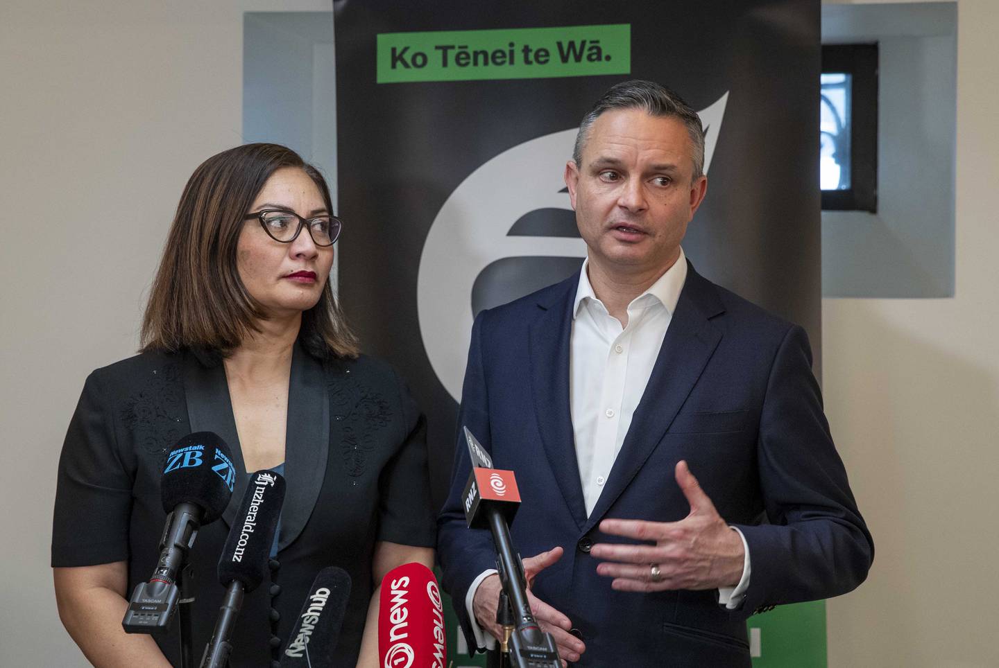 Davidson and Shaw told the campaign launch it was very unlikely that members would support the prospect of working with NZ First again. Photo / Mark Mitchell
