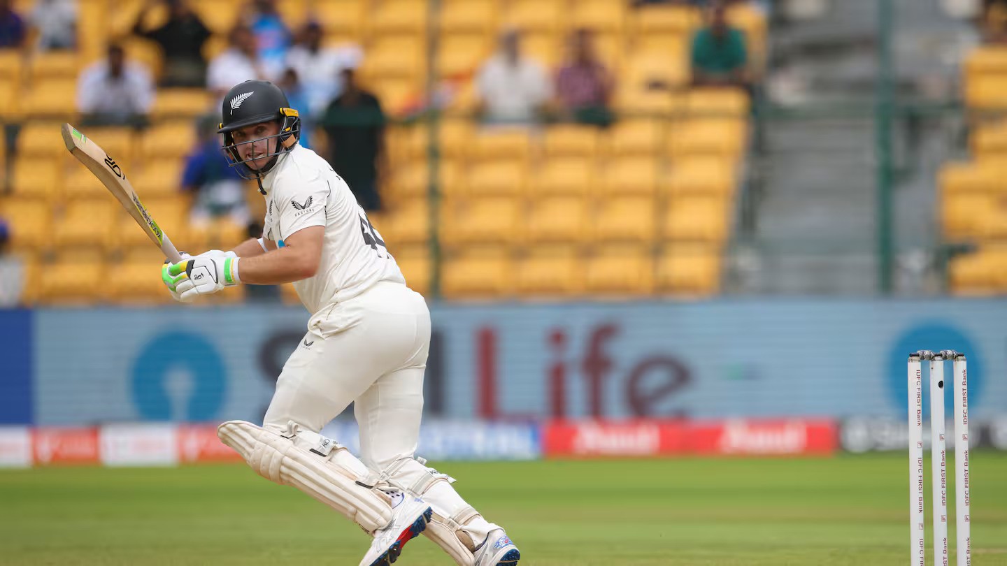Tom Latham bats against India. Photo / Getty Images
