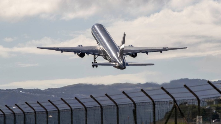 A RNZAF Boeing 757 taking off from Wellington Airport in 2022. Photo / Mark Mitchell