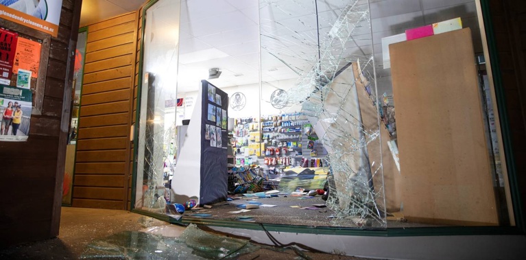 Titirangi Lotto and Post was targeted by thieves in a ram raid this morning. Photo / Hayden Woodward