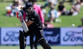Henry Nicholls of New Zealand during game three of the Men's ODI series between New Zealand and Pakistan at Bay Oval, on April 05, 2025, in Tauranga, New Zealand. (Photo by Fiona Goodall/Getty Images)