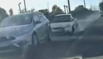Cloud of smoke: Car rams another vehicle in scary footage of crash