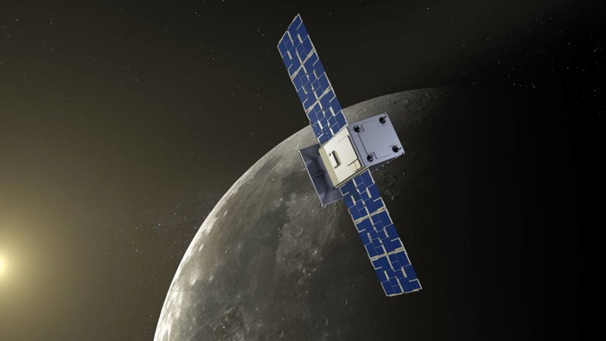 An artist's impression of Capstone in lunar orbit. Image / Supplied