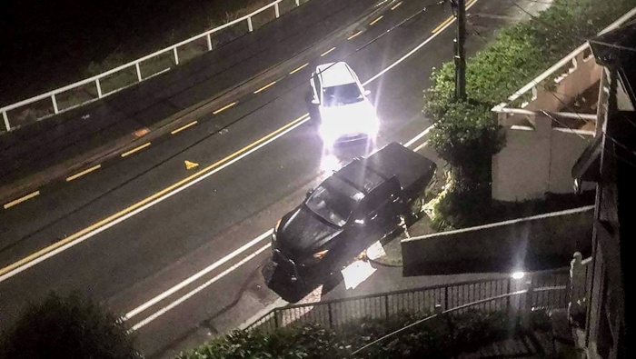 A white Hyundai Kona electric car driven by Kiri Allan could be seen in the middle of Evans Bay Parade just after 9pm last night. Photo / Supplied